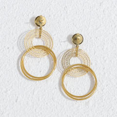 18KG unique circle to circle dangel earrings stainless steel earrings