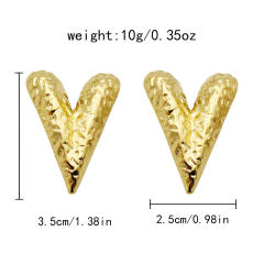 French sweet love hollow design stainless steel earrings gold-plated earrings