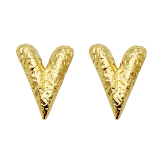 French sweet love hollow design stainless steel earrings gold-plated earrings