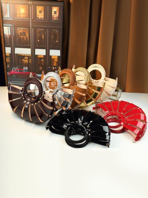 Fashion colorful hollow out fan shape handbag holiday bag
