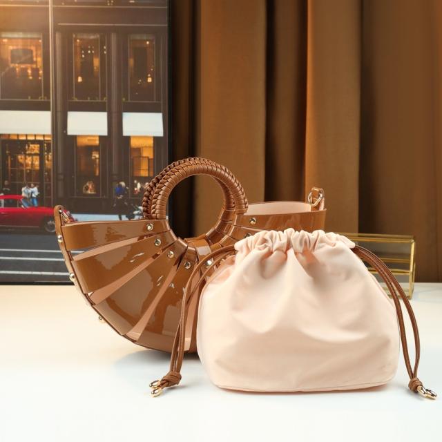 Fashion colorful hollow out fan shape handbag holiday bag