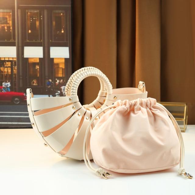 Fashion colorful hollow out fan shape handbag holiday bag