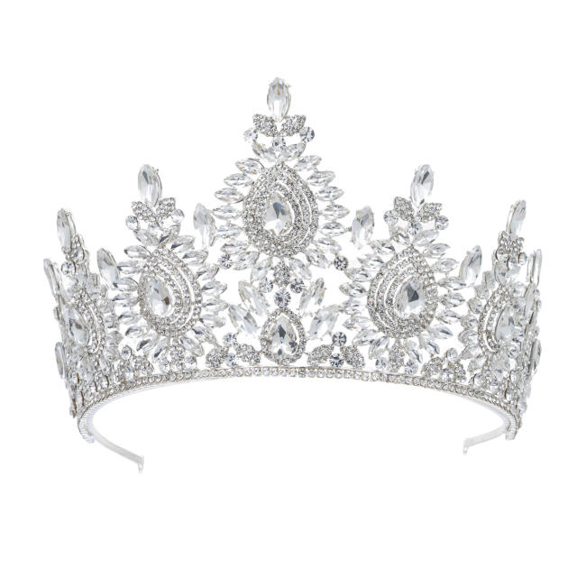 Baroque Beauty Pageant Bride Crown Tiara Alloy Crystal Wedding Hair Band