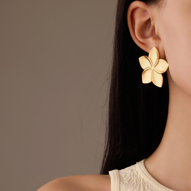 Hot Sale Flower Leaf Series stainless Steel Earrings