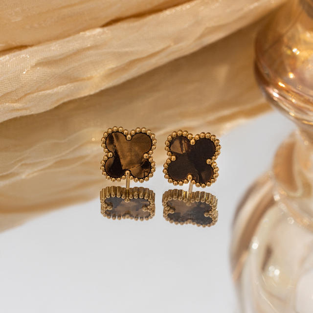 13mm Stainless Steel Earrings Four-Leaf Clover Earrings for Women