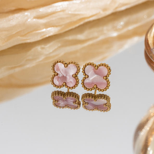 13mm Stainless Steel Earrings Four-Leaf Clover Earrings for Women