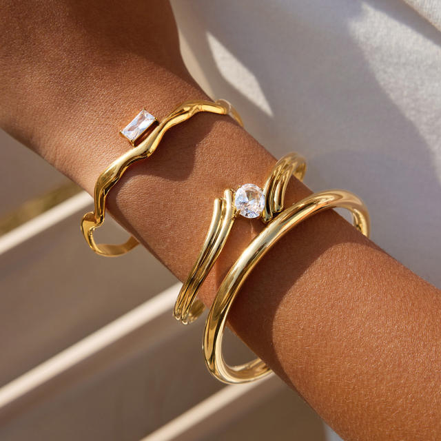 Non-Fading Hand Jewelry Light Luxury -End Stainless Steel bangle bracelet diamond bangle