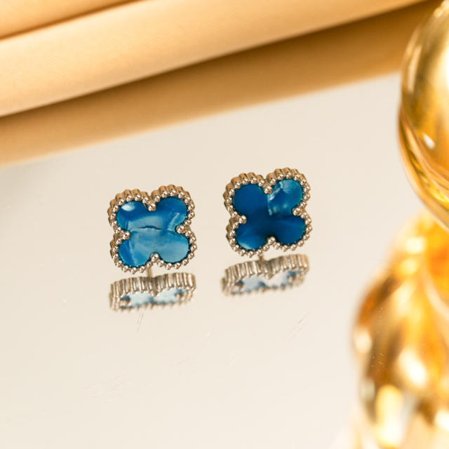 13mm Stainless Steel Earrings Four-Leaf Clover Earrings for Women