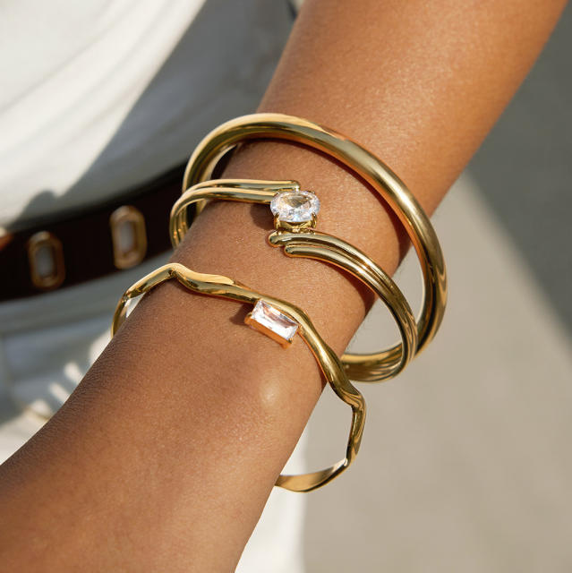 Non-Fading Hand Jewelry Light Luxury -End Stainless Steel bangle bracelet diamond bangle
