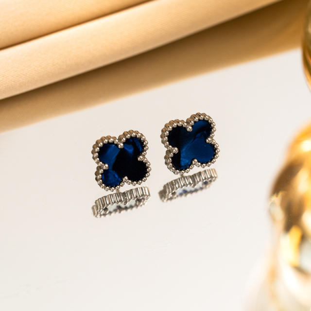 13mm Stainless Steel Earrings Four-Leaf Clover Earrings for Women