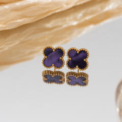 13mm Stainless Steel Earrings Four-Leaf Clover Earrings for Women