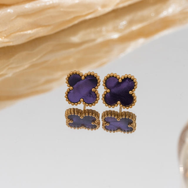 13mm Stainless Steel Earrings Four-Leaf Clover Earrings for Women