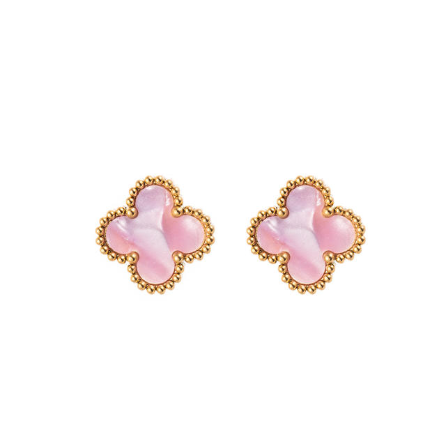 13mm Stainless Steel Earrings Four-Leaf Clover Earrings for Women