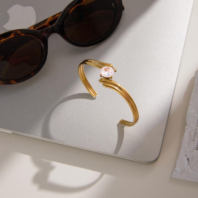Non-Fading Hand Jewelry Light Luxury -End Stainless Steel bangle bracelet diamond bangle