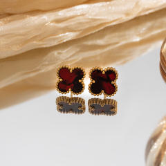 13mm Stainless Steel Earrings Four-Leaf Clover Earrings for Women