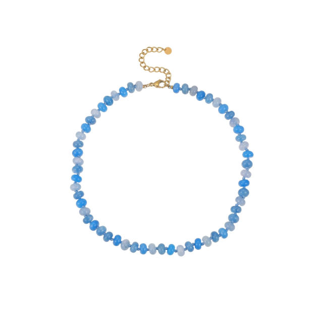 Natural Stone Beaded Necklace Dopamine Color Bohemian Style necklace