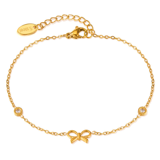 Fashion Bracelet for Women Stainless Steel bracelet Bow diamodn Titanium Steel Jewelry