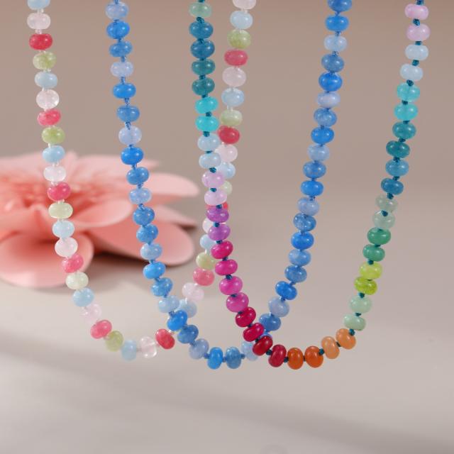 Natural Stone Beaded Necklace Dopamine Color Bohemian Style necklace