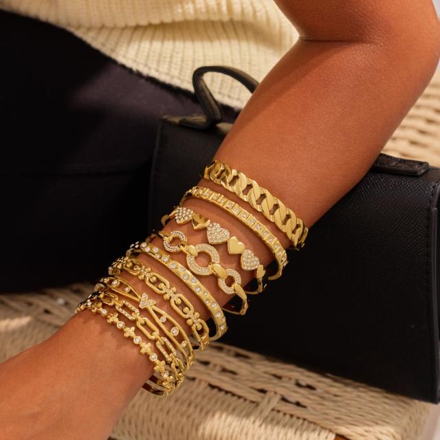 Non-Fading Bracelet for Women rhinestone inlaid diaaond stainless steel bangle bracelet