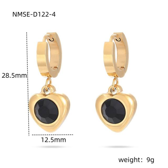 Valentine's Day 18KG stainless steel necklace set heart cubic zircon earrings bracelet