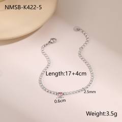 Valentine's Day 18KG stainless steel necklace set heart cubic zircon earrings bracelet