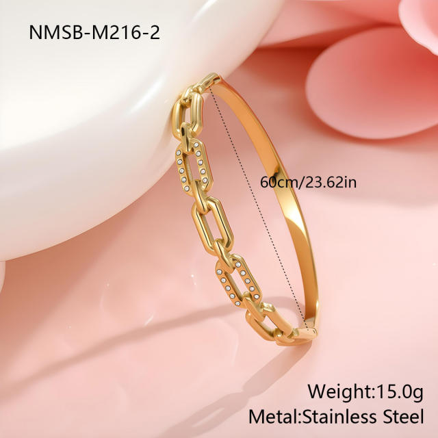 Non-Fading Bracelet for Women rhinestone inlaid diaaond stainless steel bangle bracelet