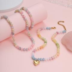 Natural Stone Hand-Beaded  Small Fresh Style Sweet Bracelet Necklace for Women