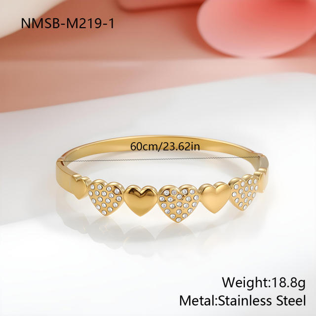 Non-Fading Bracelet for Women rhinestone inlaid diaaond stainless steel bangle bracelet