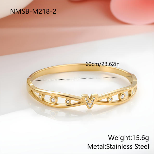 Non-Fading Bracelet for Women rhinestone inlaid diaaond stainless steel bangle bracelet