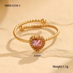Valentine's Day 18KG stainless steel necklace set heart cubic zircon earrings bracelet