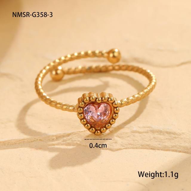Valentine's Day 18KG stainless steel necklace set heart cubic zircon earrings bracelet