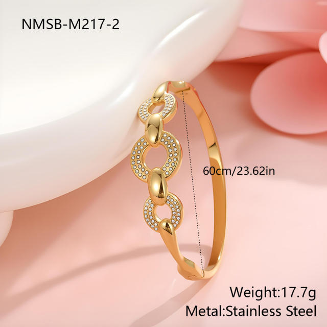 Non-Fading Bracelet for Women rhinestone inlaid diaaond stainless steel bangle bracelet