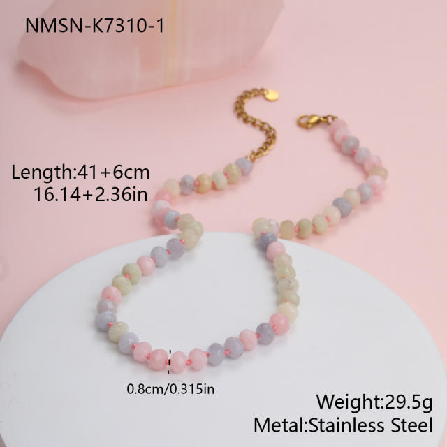 Natural Stone Hand-Beaded  Small Fresh Style Sweet Bracelet Necklace for Women