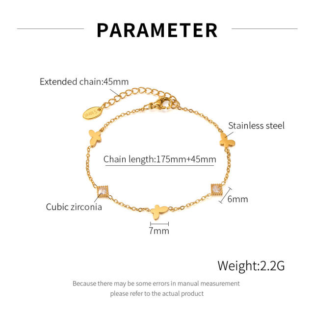 Fashion Bracelet for Women Stainless Steel bracelet Bow diamodn Titanium Steel Jewelry