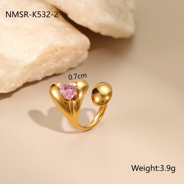 Valentine's Day 18KG stainless steel necklace set heart cubic zircon earrings bracelet