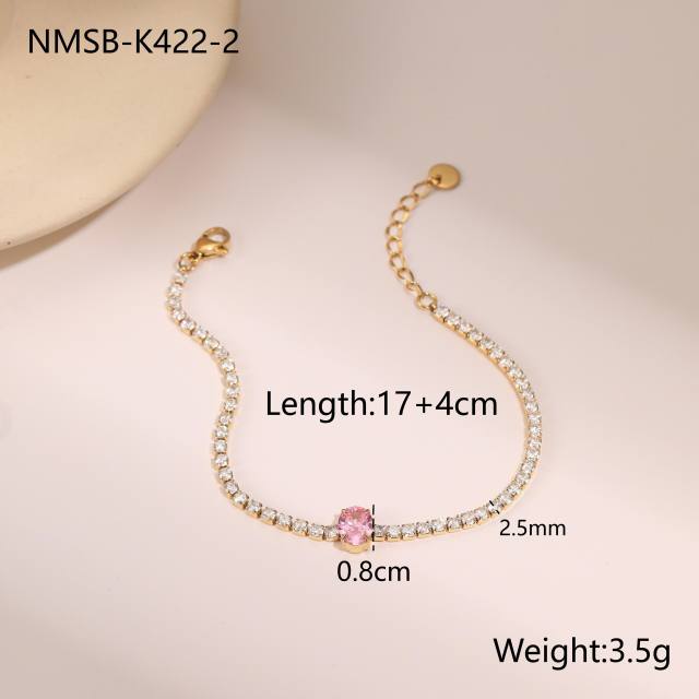 Valentine's Day 18KG stainless steel necklace set heart cubic zircon earrings bracelet