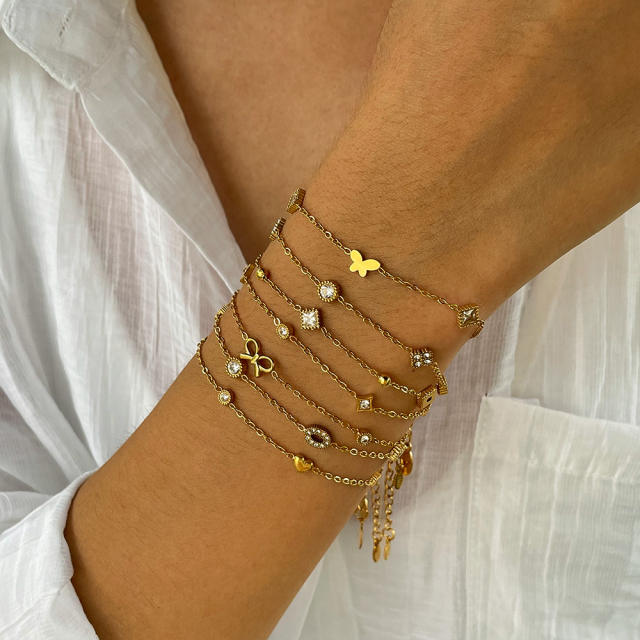 Fashion Bracelet for Women Stainless Steel bracelet Bow diamodn Titanium Steel Jewelry