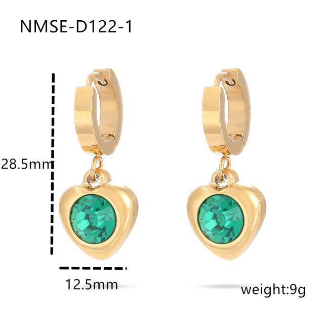 Valentine's Day 18KG stainless steel necklace set heart cubic zircon earrings bracelet