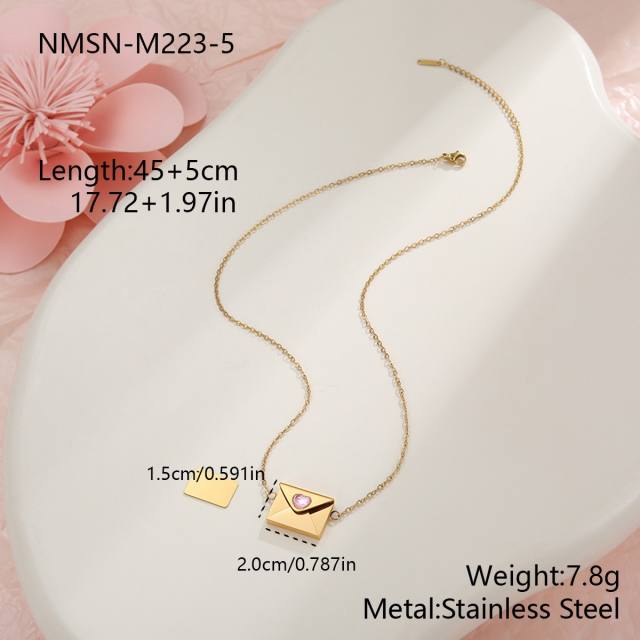 Valentine's Day 18KG stainless steel necklace set heart cubic zircon earrings bracelet
