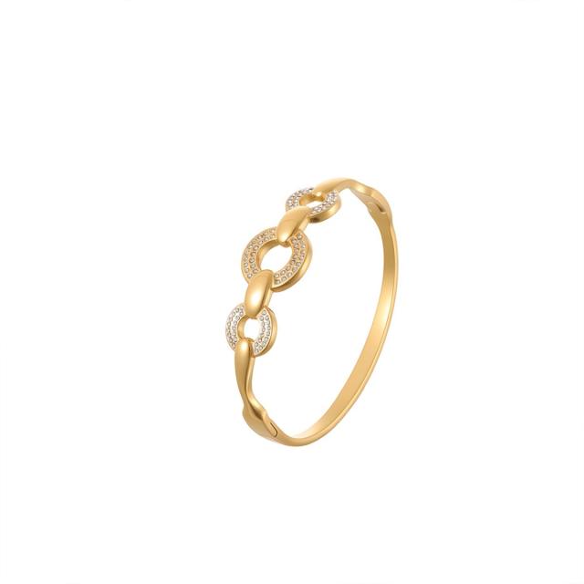 Non-Fading Bracelet for Women rhinestone inlaid diaaond stainless steel bangle bracelet
