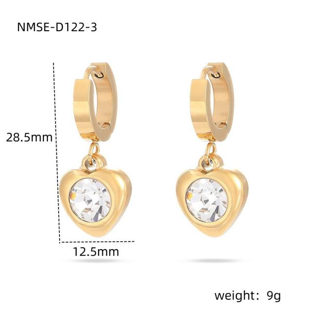 Valentine's Day 18KG stainless steel necklace set heart cubic zircon earrings bracelet