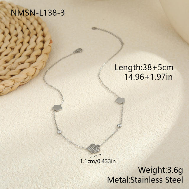 Ins Exquisite Diamond-Encrusted Flower Star-Shaped Multi-Pendant Stainless Steel Necklace