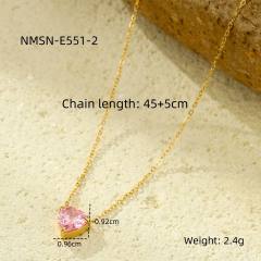 Valentine's Day 18KG stainless steel necklace set heart cubic zircon earrings bracelet