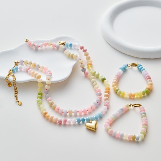 Natural Stone Hand-Beaded  Small Fresh Style Sweet Bracelet Necklace for Women
