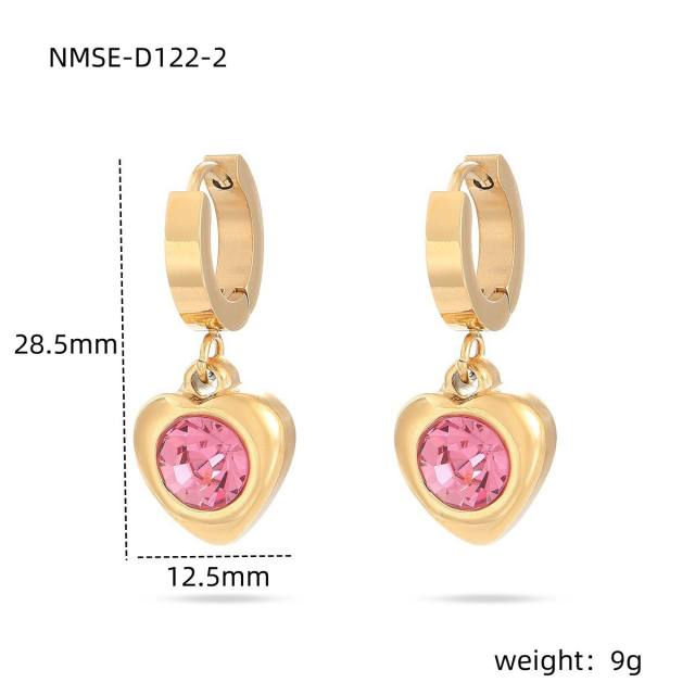 Valentine's Day 18KG stainless steel necklace set heart cubic zircon earrings bracelet