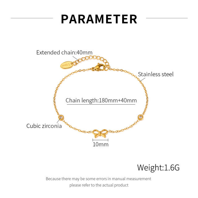 Fashion Bracelet for Women Stainless Steel bracelet Bow diamodn Titanium Steel Jewelry