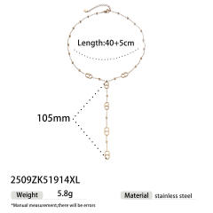 Stainless Steel Necklace Pig Nose Tassel Necklace long necklace