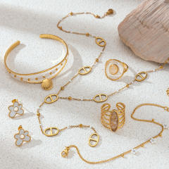 Stainless Steel Necklace 18K Gold Jewelry Set