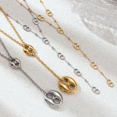 Stainless Steel Necklace Pig Nose Tassel Necklace long necklace