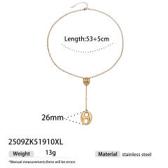 Stainless Steel Necklace Pig Nose Tassel Necklace long necklace